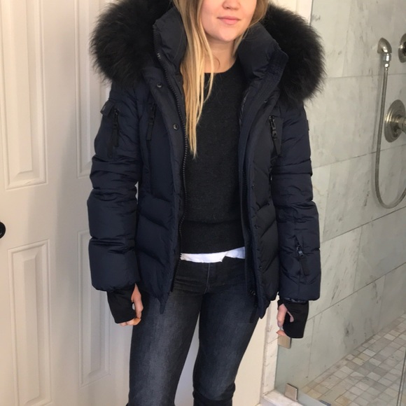 Puffer Coat Matte Navy Charcoal Fur 